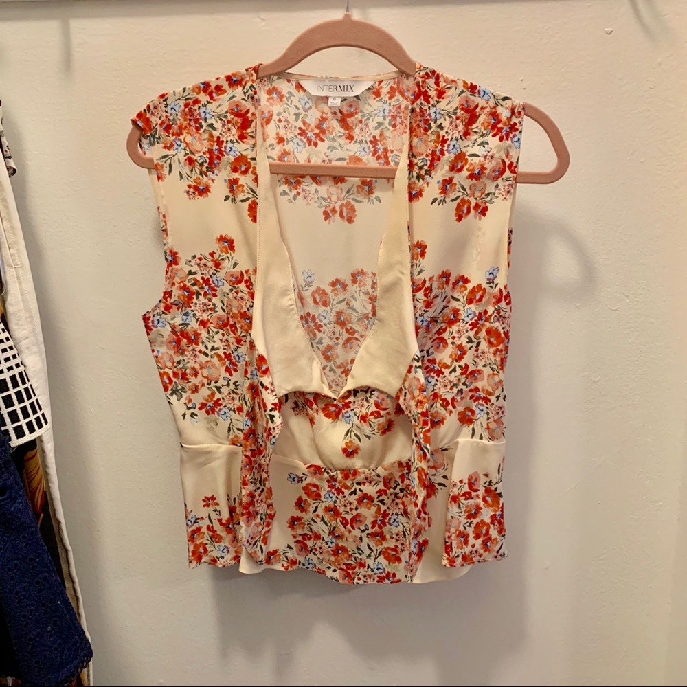 Intermix tie front peplum top